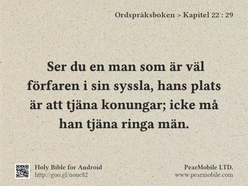 Ordspråksboken, Kapitel 22:29